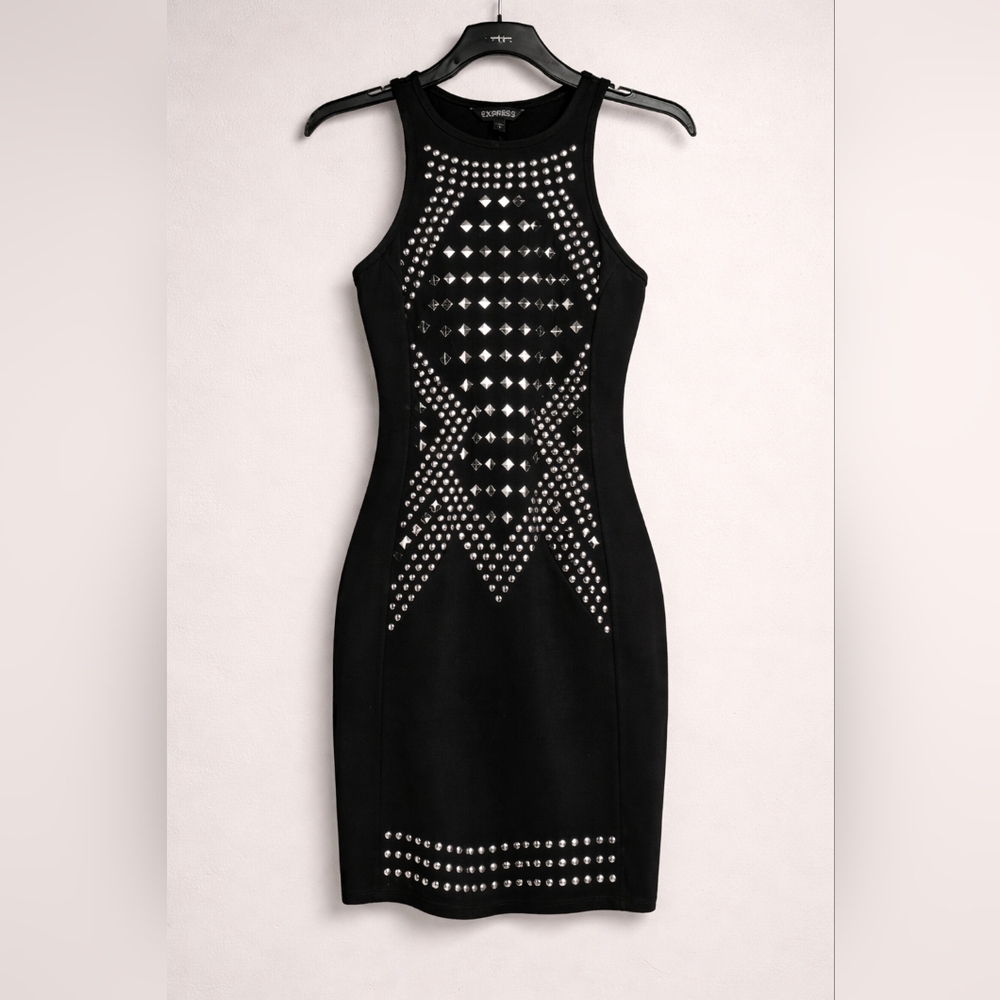 Express Black Bodycon Stud Dress | Date Night Glam | Size Small